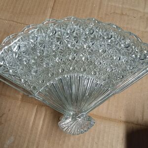 Elegant Clear Glass Fan Snack Tray Set Of 4